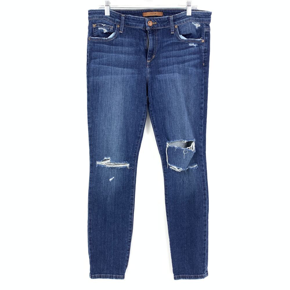 Joe's Jeans Women's Size 32 Icon Mid Rise Skinny Jeans Medium Wash Distressed